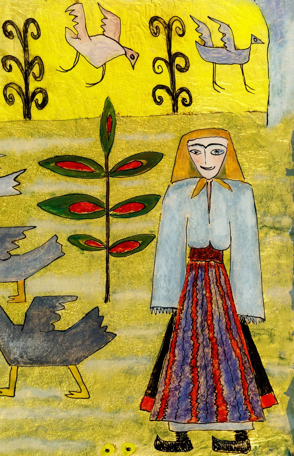 MOTIV FOLCLORIC – ȚĂRANCĂ CU TREI PĂSĂRI, by Micaela Eleutheriade, unspecified, 1941