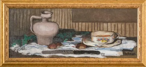 NATURĂ STATICĂ CU CUȚIT ȘI CASTANE, by Micaela Eleutheriade