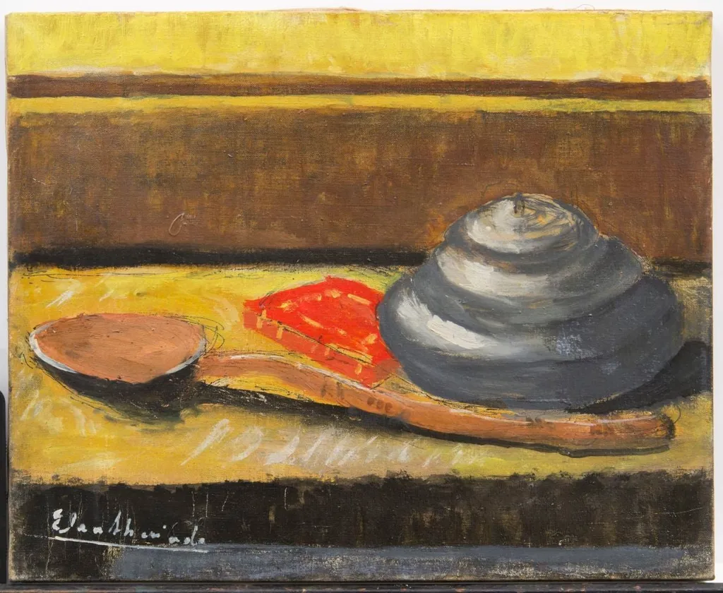 Natură statică cu lingură de lemn, by Micaela Eleutheriade, 1977