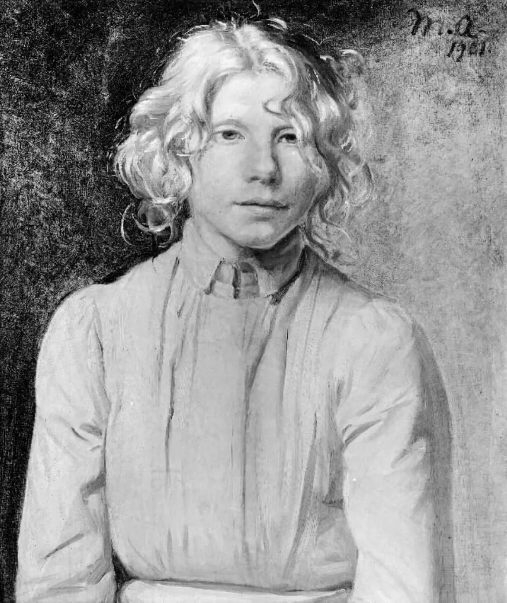 A Girl in a Red Dress, by Michael Ancher, oil, 1901