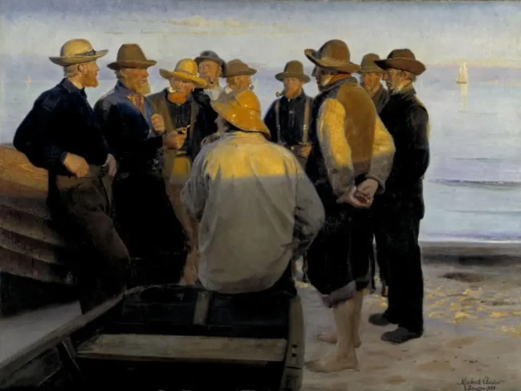Fishermen by the Sea on a Summer's Evening, by Michael Ancher