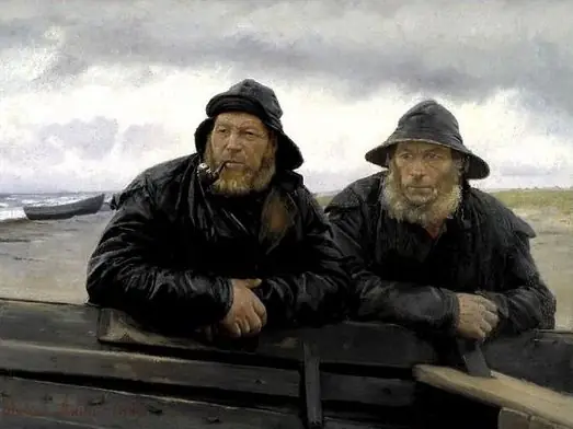 Two Fishermen beside a Boat, by Michael Ancher
