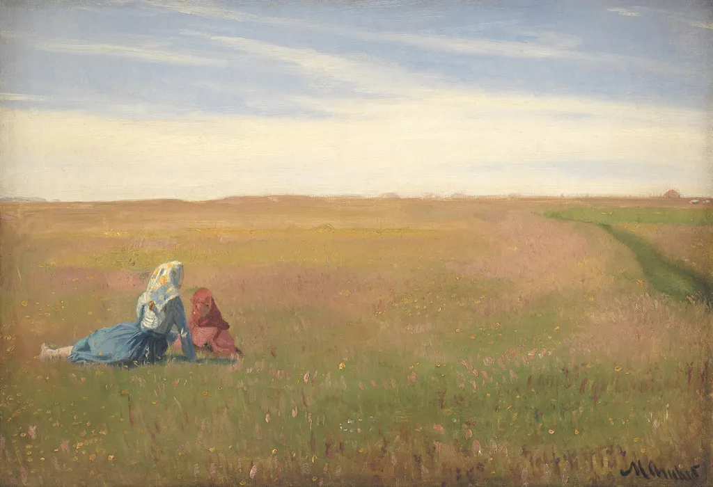 Two Girls in a Field. A Summer’s Day, by Michael Ancher, oil, 1894