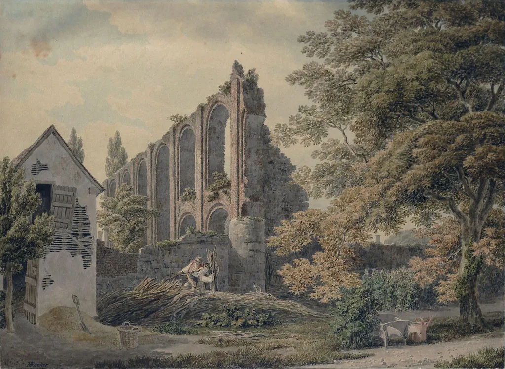 Ruins of St. Botolph's Church, Colchester, by Michael 'Angelo' Rooker, watercolor, 1760