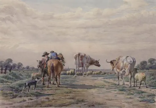 Cattle and figures, by Michael Angelo Wageman