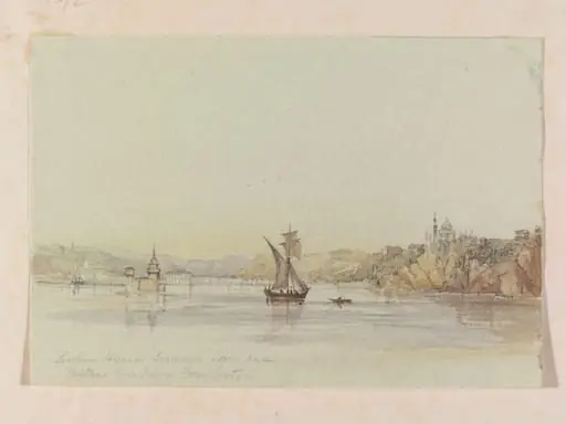Looking towards Leanders Tower and the Sultans New Palace [Dolmabahçe] From Scutari, by Michael Anthony Shrapnel Biddulph