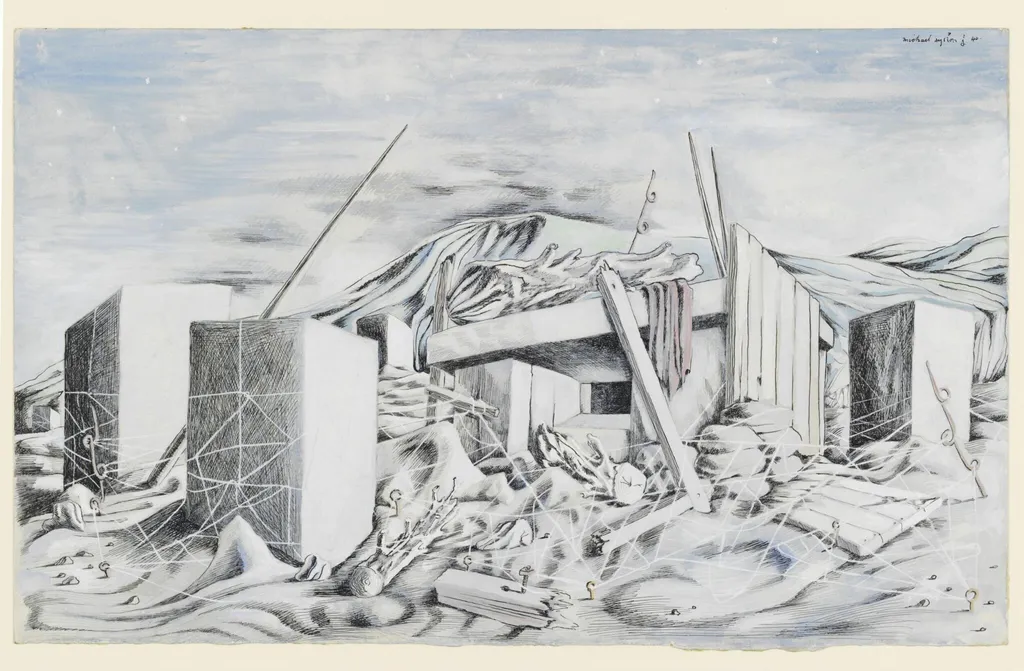 War fortification, by Michael Ayrton (Ayrton Gould), watercolor, 1940