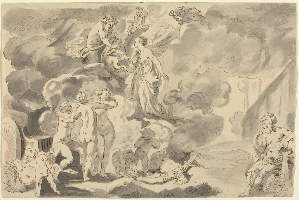 Death of Phaeton, by Michael Burghers, ink, 1682