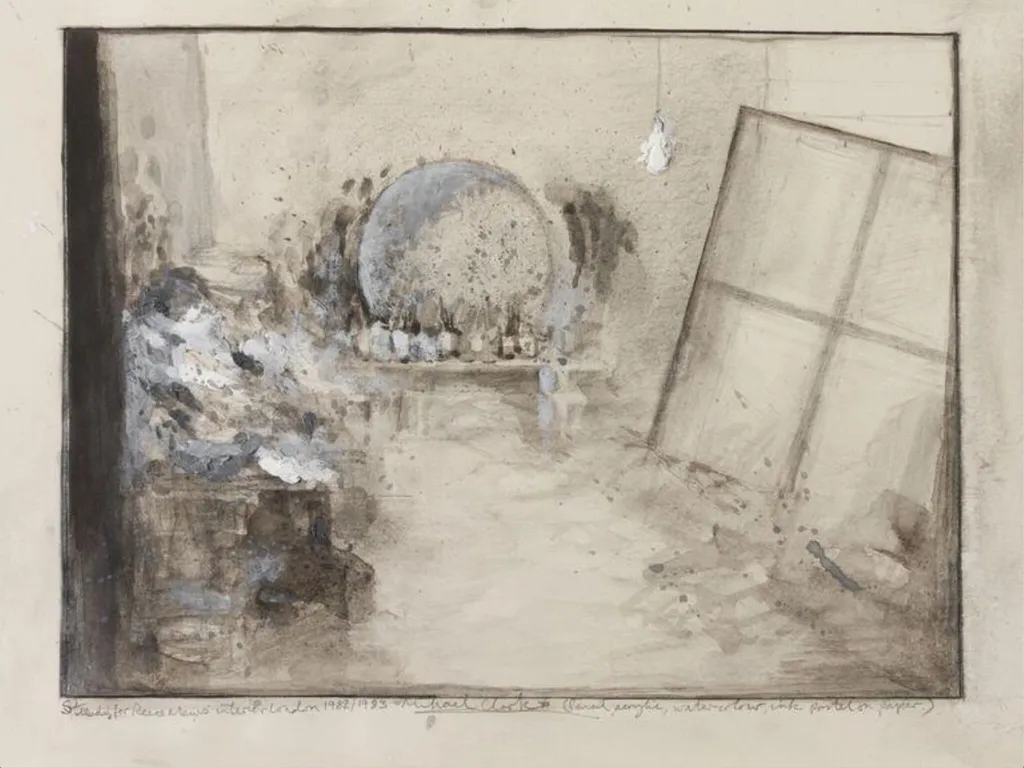 Study for Reece Mews Interior (Francis Bacon's Studio), by Michael Clark, 1982