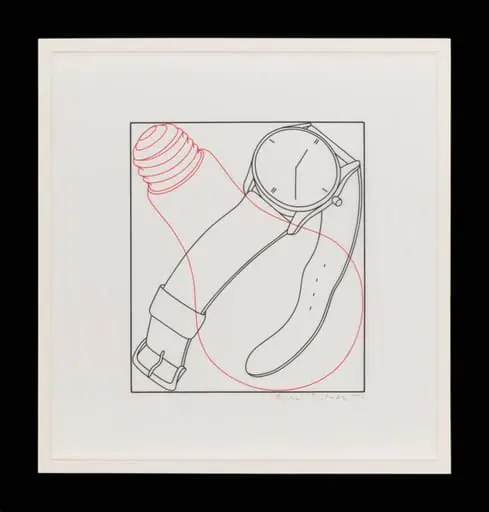 Proposal (bulb and watch), by Michael Craig-Martin