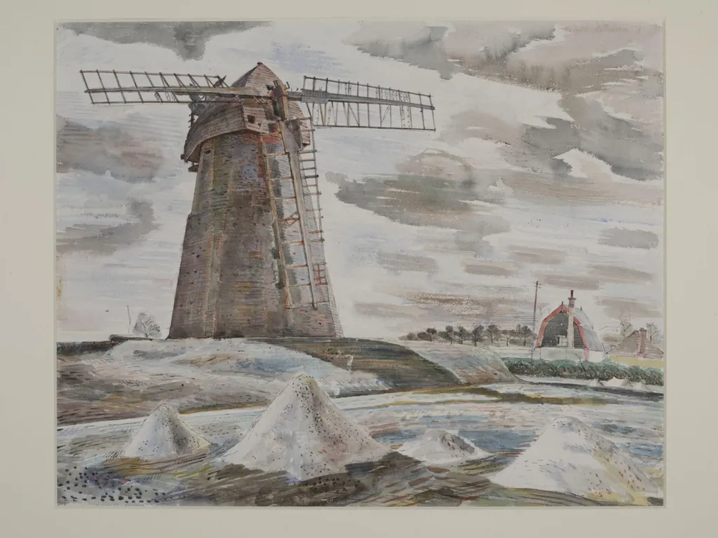 Gibraltar Tower Mill, Great Bardfield, by Michael Rothenstein, watercolor, 1943