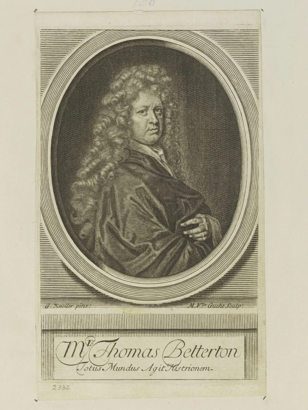 Mr. Thomas Betterton, by Michael Vandergucht, 1710