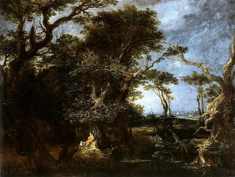 Landscape with St. John the Baptist, by Michael Willmann, oil, 1656