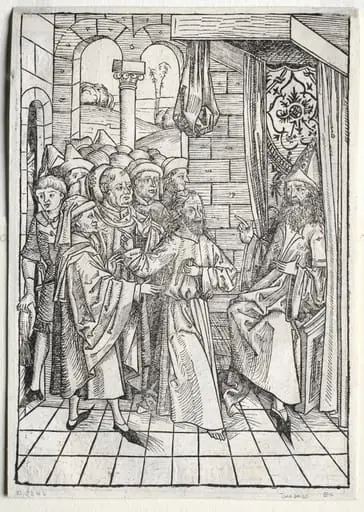 Der Schatzbehalter: Christ before Caiaphas (verso), by Michael Wolgemut