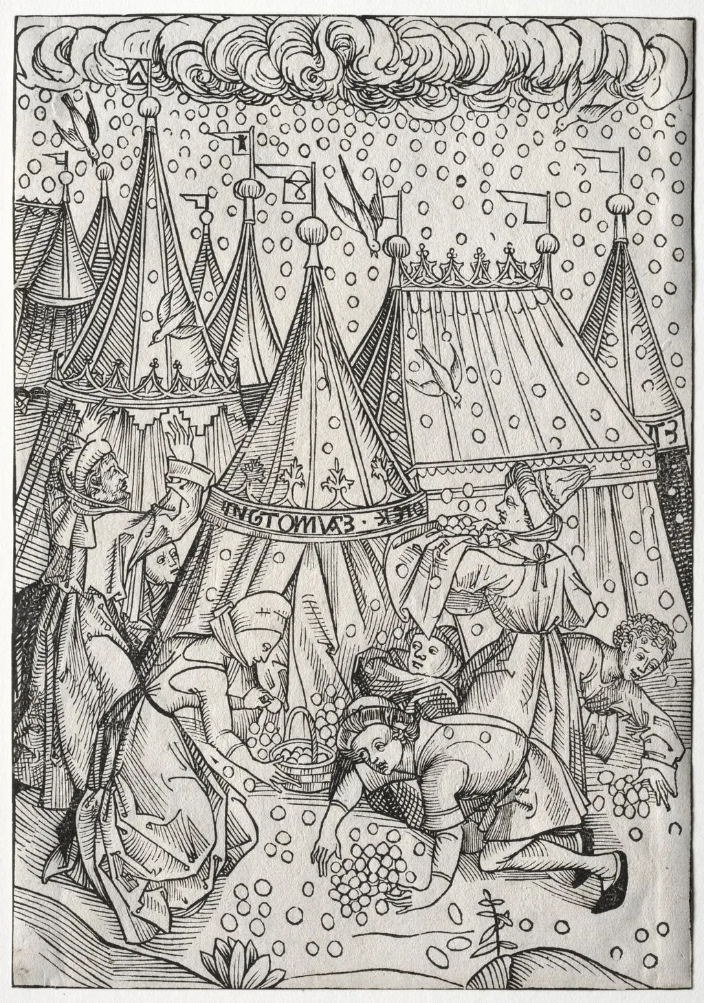 Der Schatzbehalter: Gathering of Manna, by Michael Wolgemut, 1491