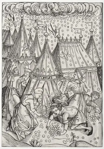 Der Schatzbehalter: Gathering of Manna, by Michael Wolgemut