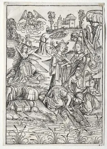 Der Schatzbehalter: Moses Found by Pharaoh's Daughter (recto), by Michael Wolgemut