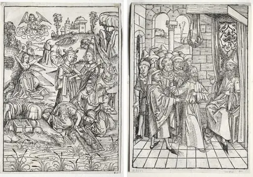 Der Schatzbehalter: Moses Found by Pharaoh's Daughter (recto); Der Schatzbehalter: Christ before Caiaphas (verso), by Michael Wolgemut