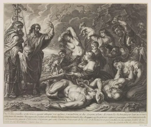 The Children of Israel and the Plague of Fiery Serpents, by Michel Aubert