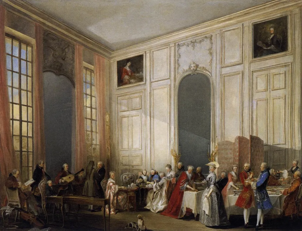 Afternoon Tea at the Temple, by Michel-Barthélémy Ollivier, oil, 1771