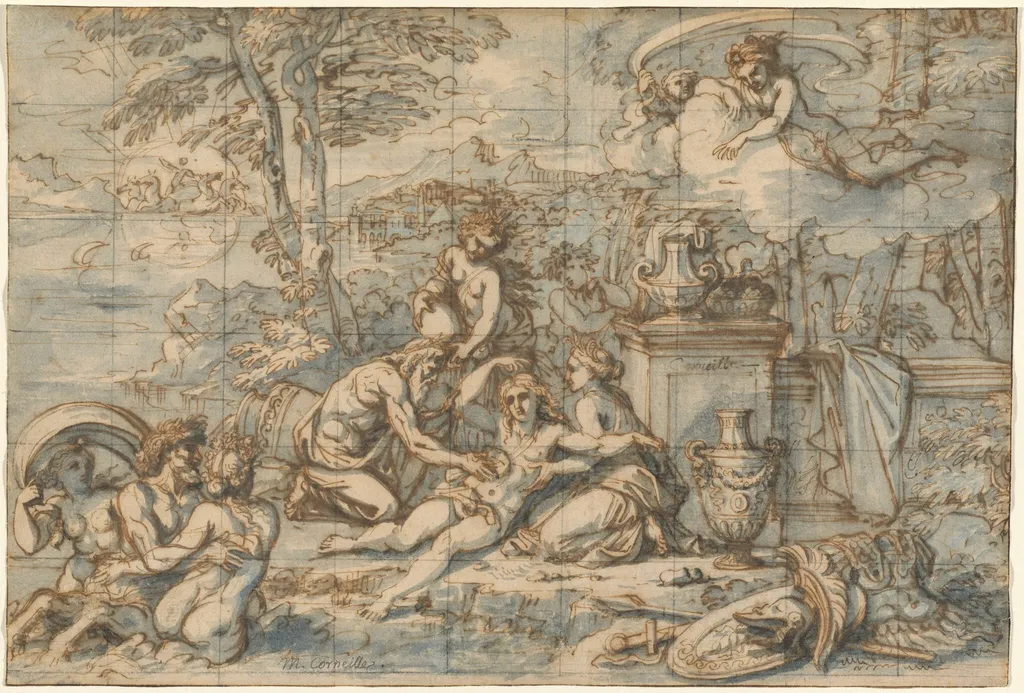 The Purification of Aeneas, by Michel Corneille, ink, 1663