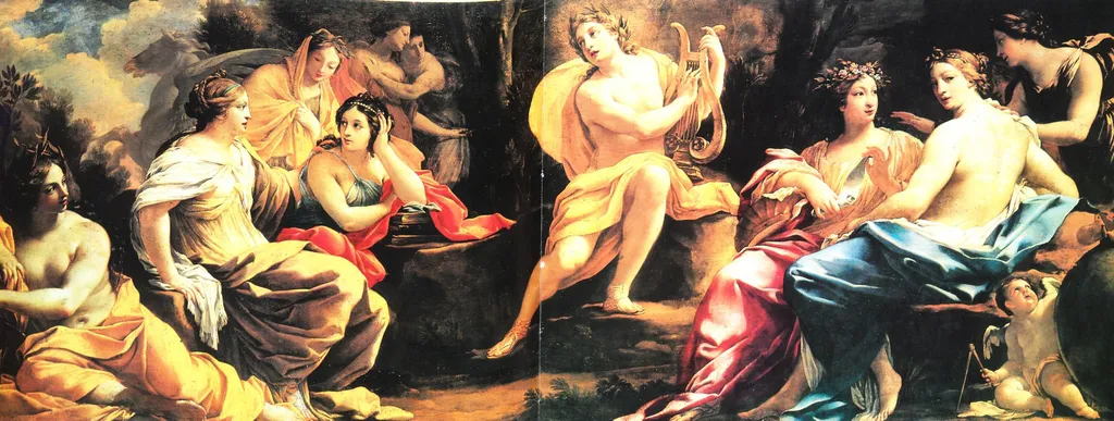Apollo and the Muses, by Michel Dorigny, oil, 1640