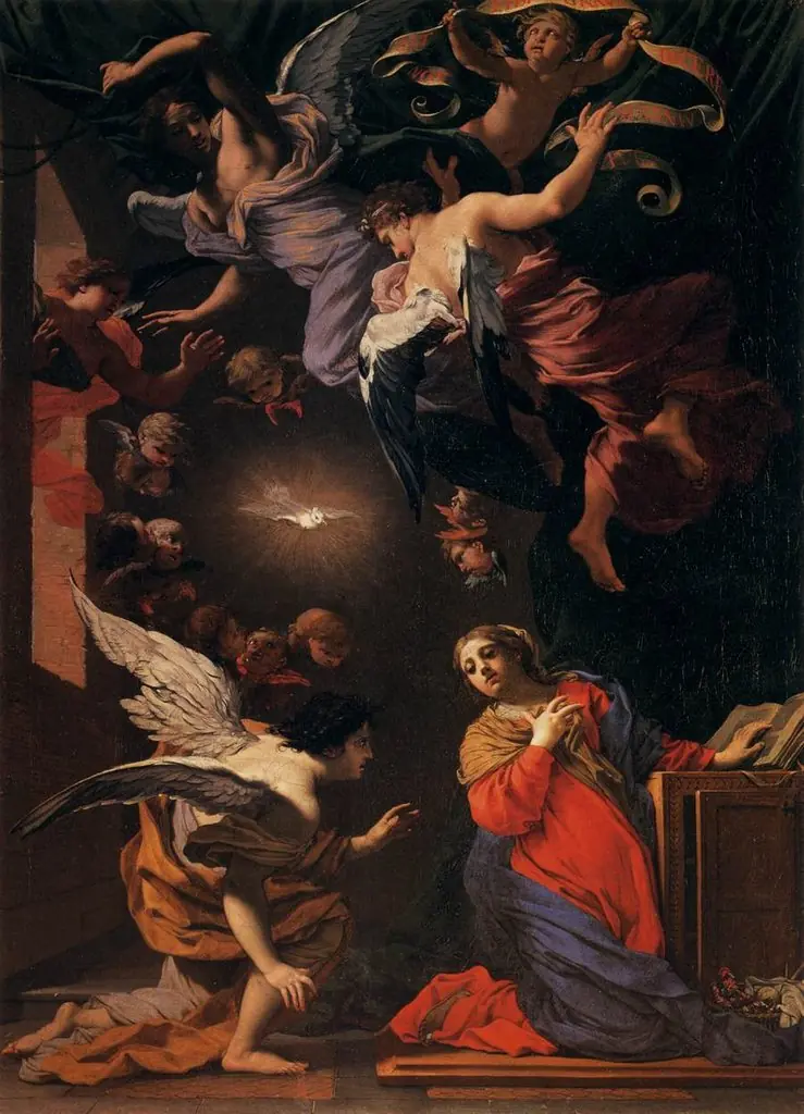 L'annonciation avec des anges, by Michel Dorigny