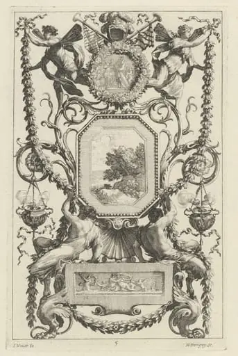 Ornamental Panel Surmounted by a Medallion with a Sacrifice, by Michel Dorigny