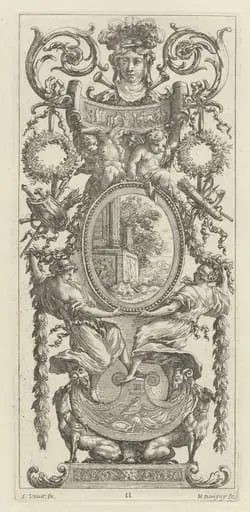 Ornamental Panel Surmounted with a Head Flanked by Foliage, by Michel Dorigny