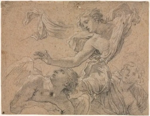 Studies of Angels (recto), by Michel Dorigny