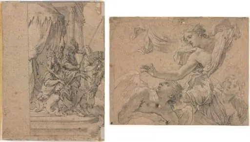 Studies of Angels (recto); Panthea before Cyrus? (verso), by Michel Dorigny