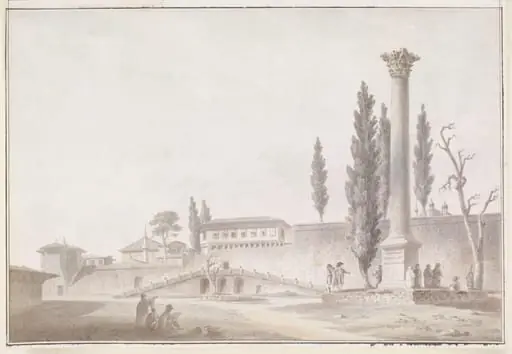 The Gardens of the Seraglio with European visitors inspecting the Column of the Goths, Constantinople, by Michel-François Préaulx