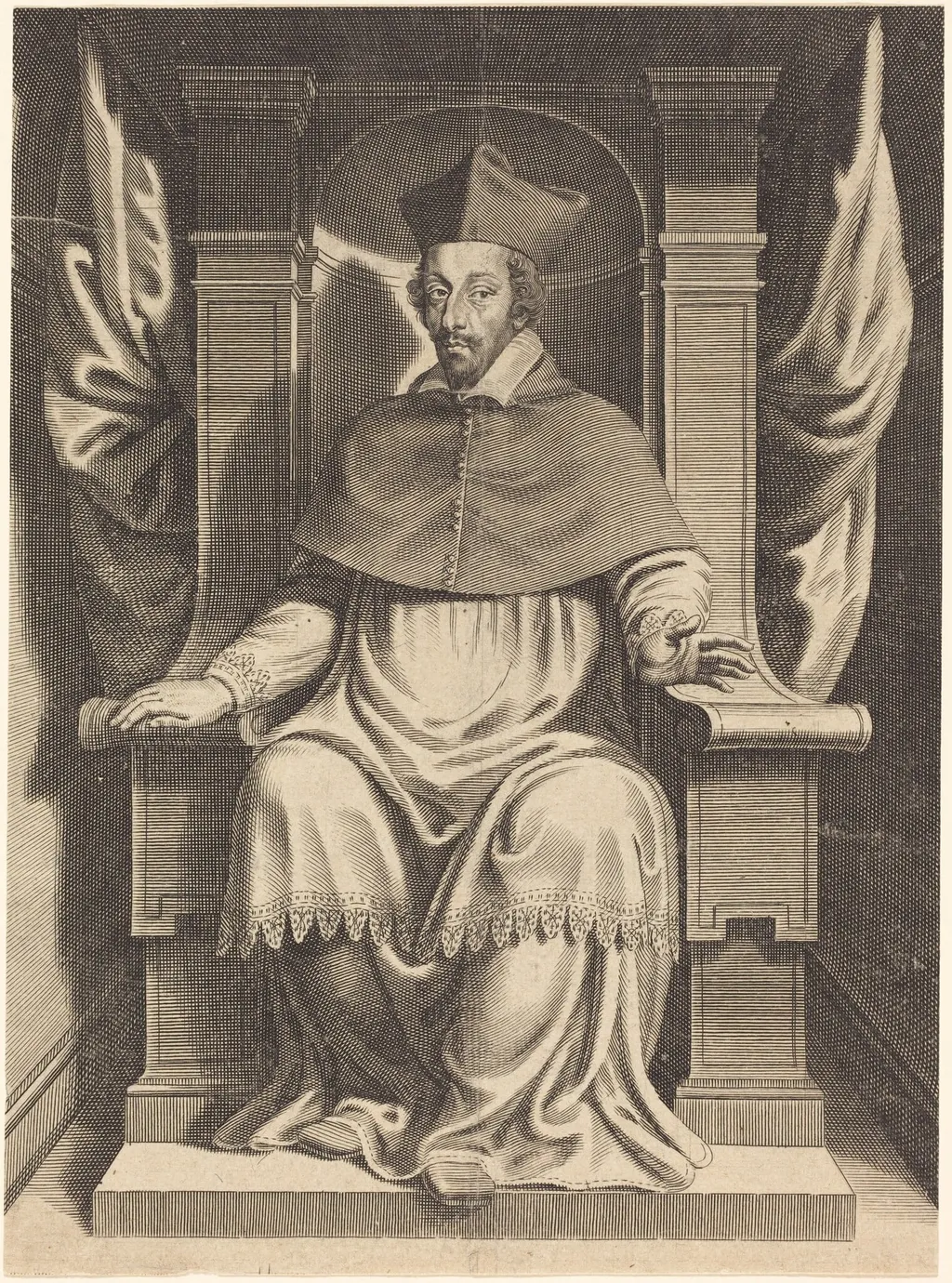Armand Jean du Plessis, Cardinal Richelieu, by Michel Lasne, ink, 1628