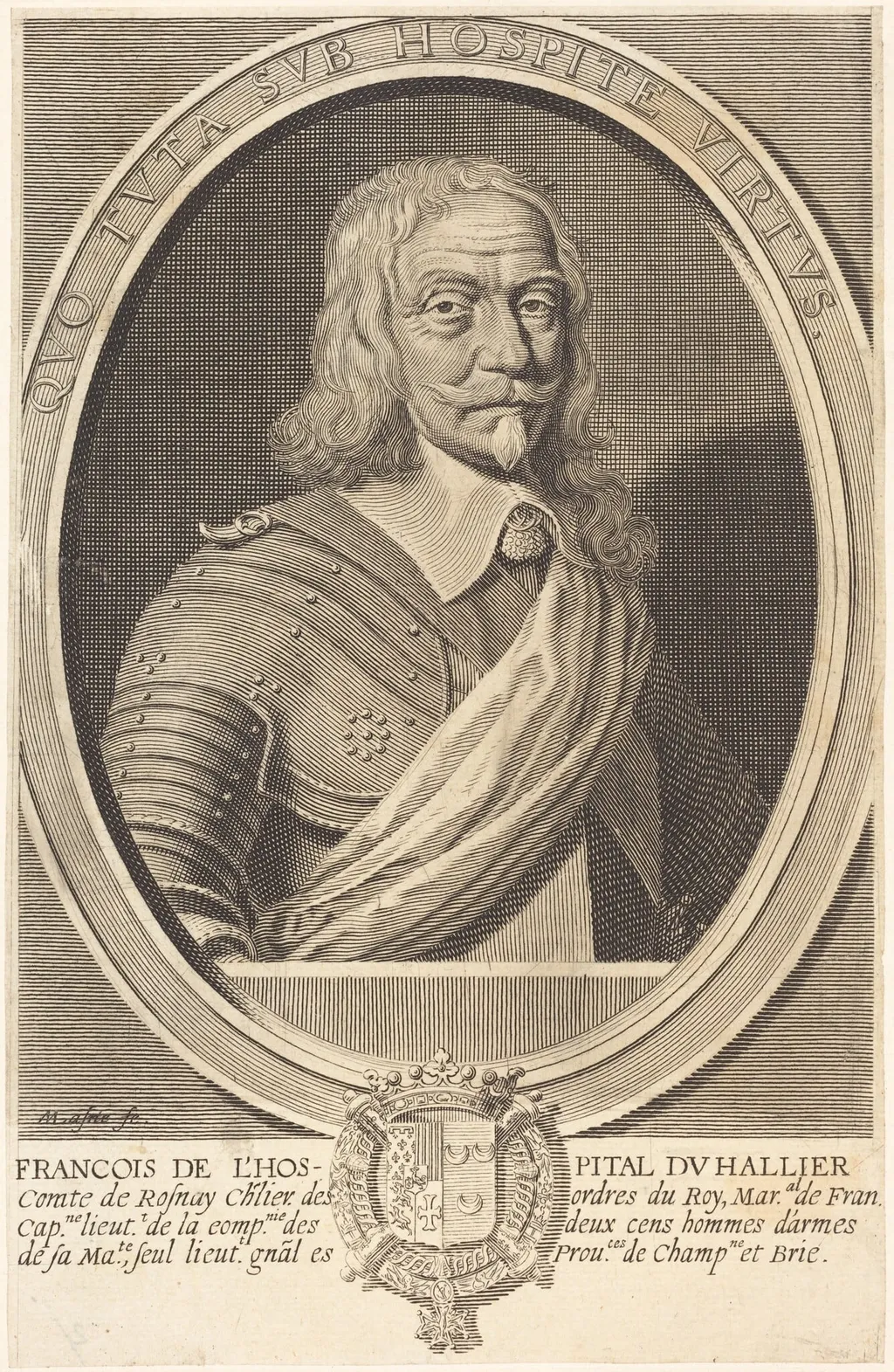 François de l'Hospital du Hallier, by Michel Lasne, ink, 1628