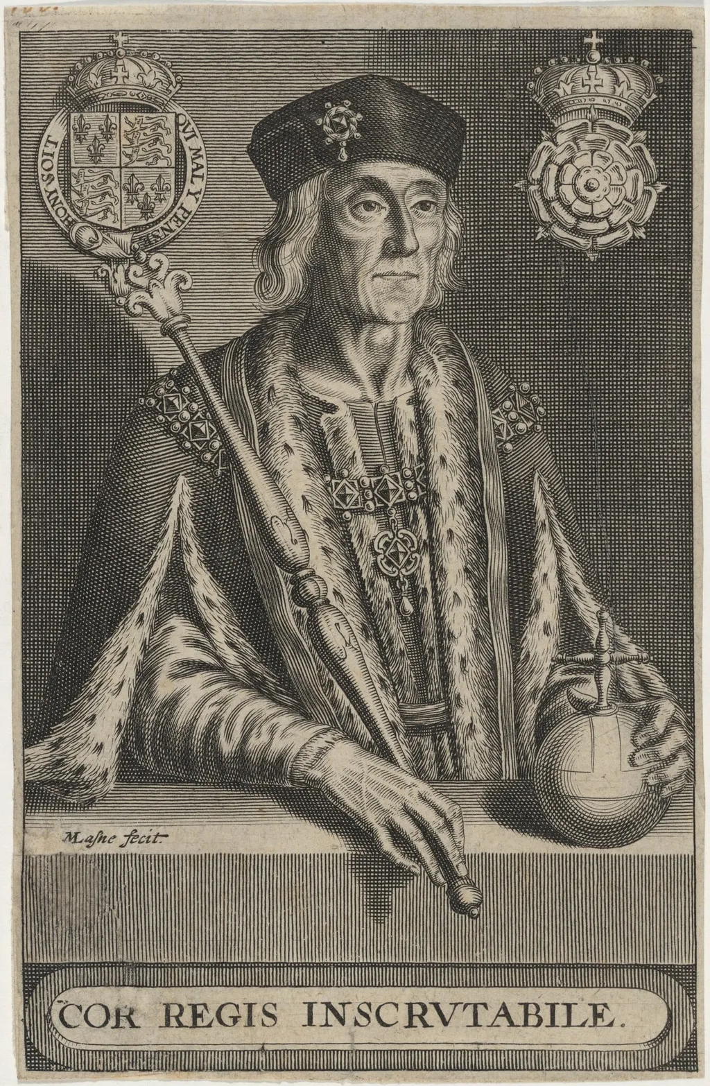 Henry VII of England, by Michel Lasne, ink, 1628