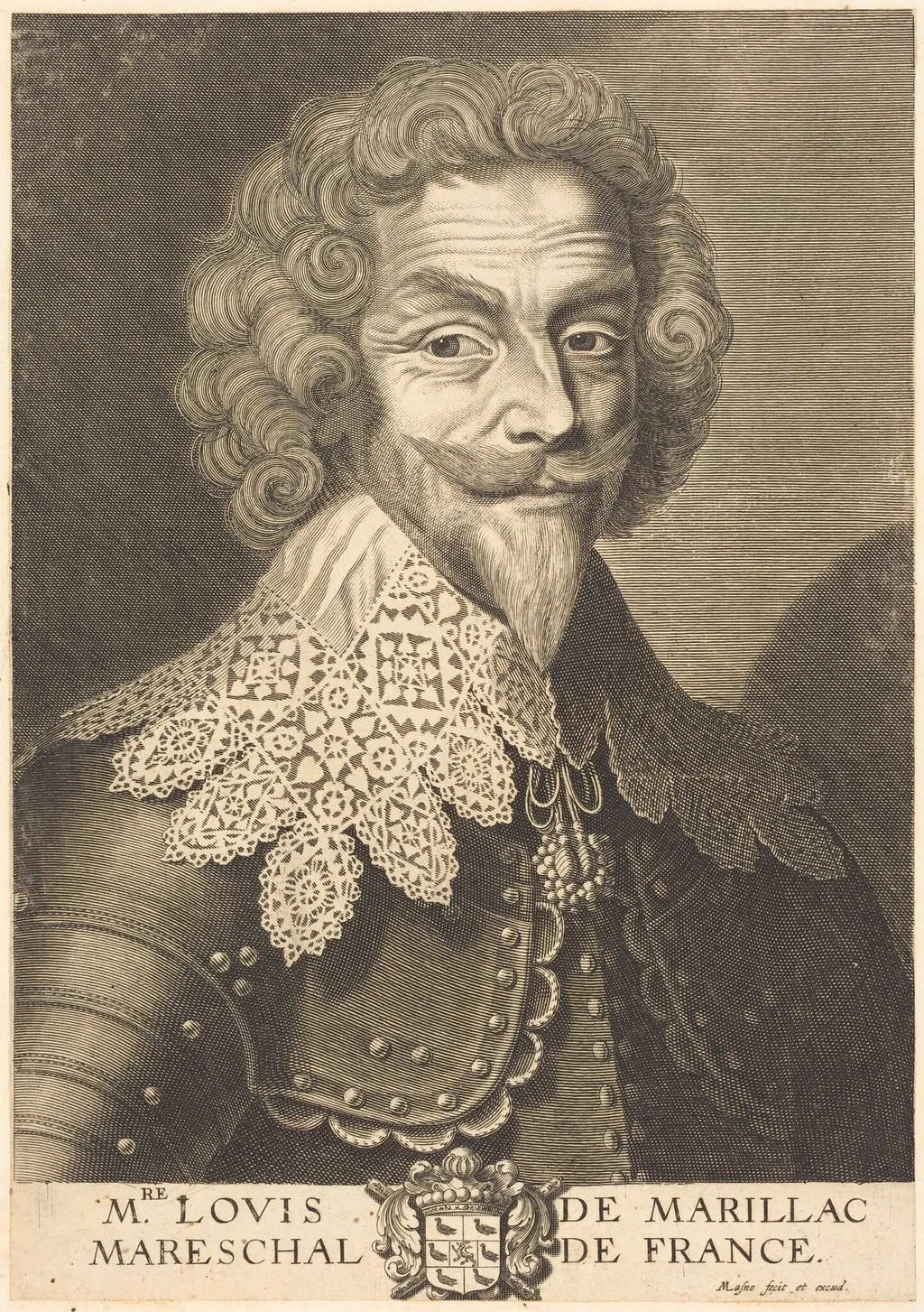 Louis de Marillac, Duke of Beaufort, by Michel Lasne, ink, 1628