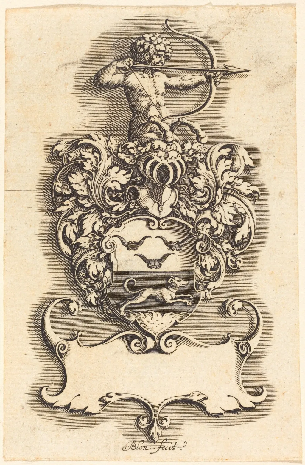 Crest, by Michel Le Blon, ink, 1622