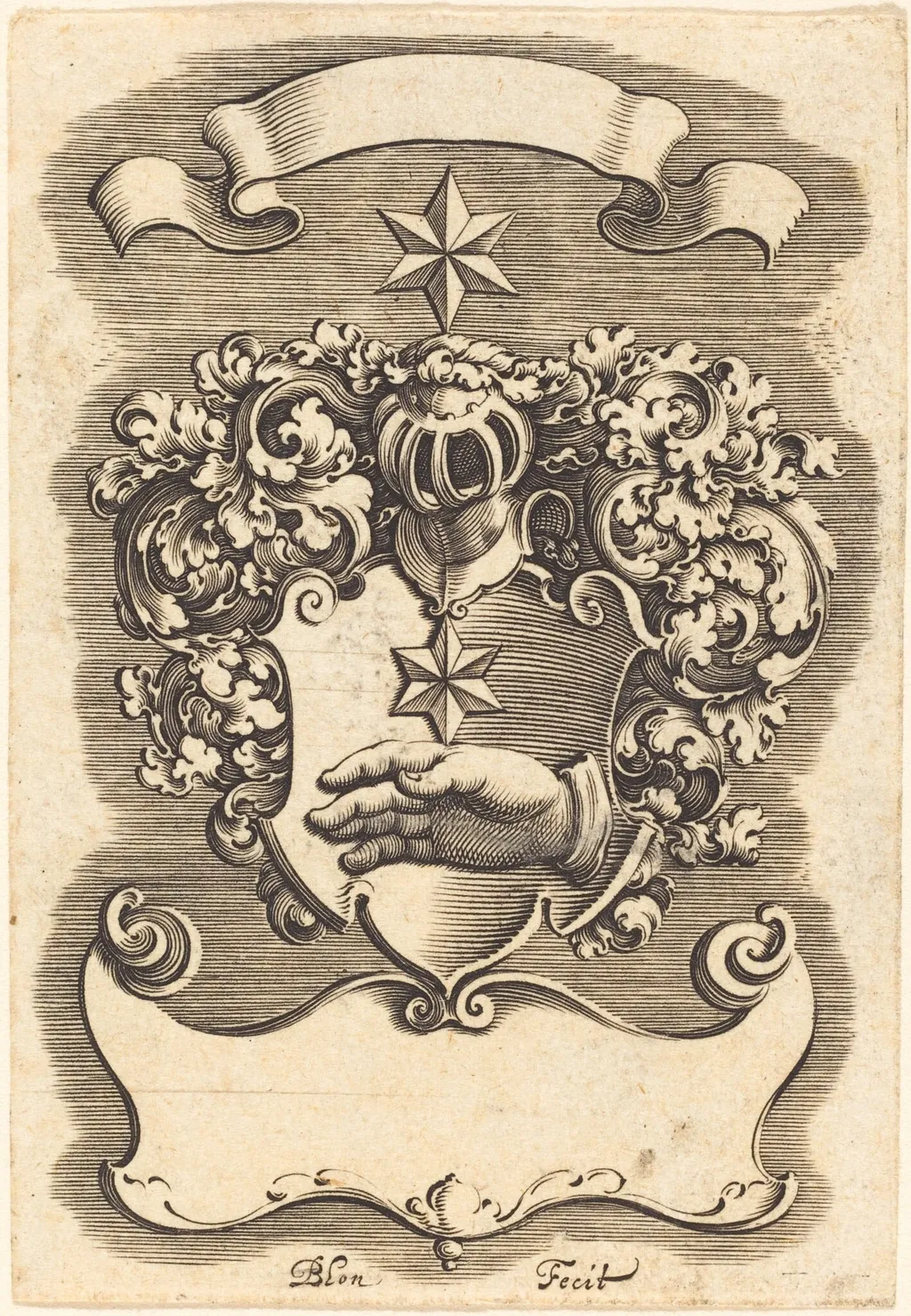 Crest, by Michel Le Blon, ink, 1622