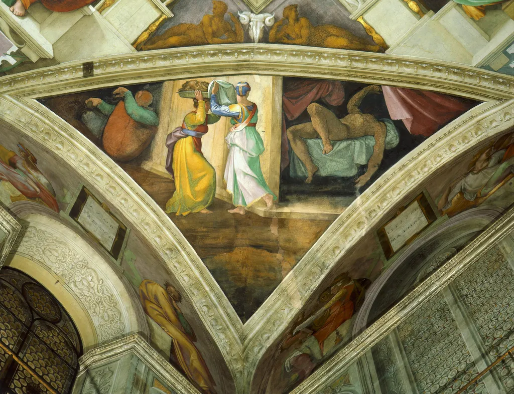 Judith and Holofernes, by Michelangelo, fresco, 1508