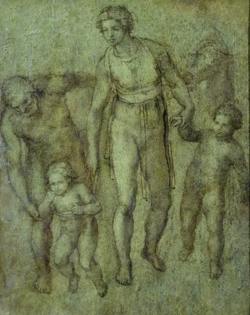 The Holy Family with Saint John the Baptist, by Michelangelo, unspecified, 1540