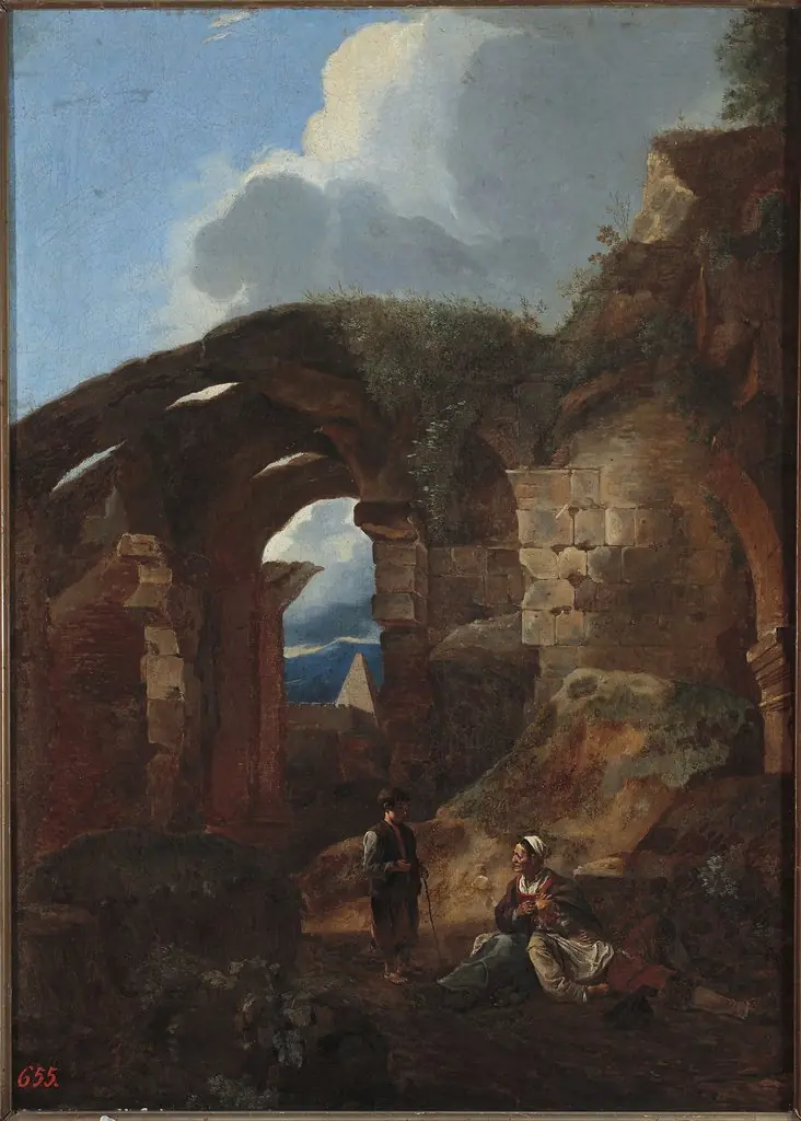 Vagabonds resting in the ruins of the Colosseum, by Michelangelo Cerquozzi