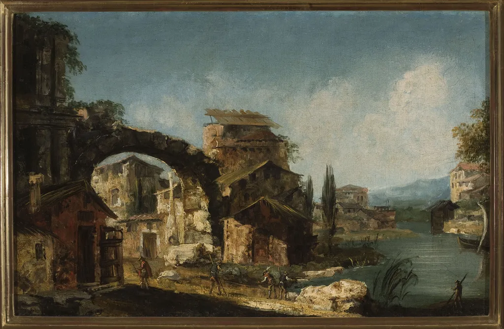Landscape with ruins, by Michele Marieschi, oil, 1736