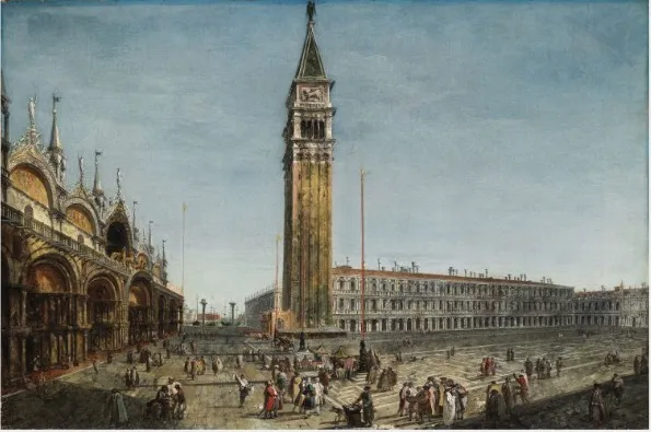 Piazza San Marco, Venice, with Saint Mark's Basilica, the Campanile and the Procuratie Nuove, by Michele Marieschi, oil, 1736