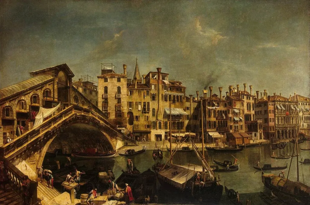 Rialto Bridge in Venice, by Michele Marieschi, oil