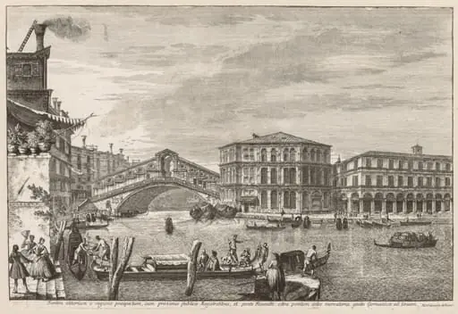 Views of Venice: The Bridge and Market of Rialto, by Michele Marieschi