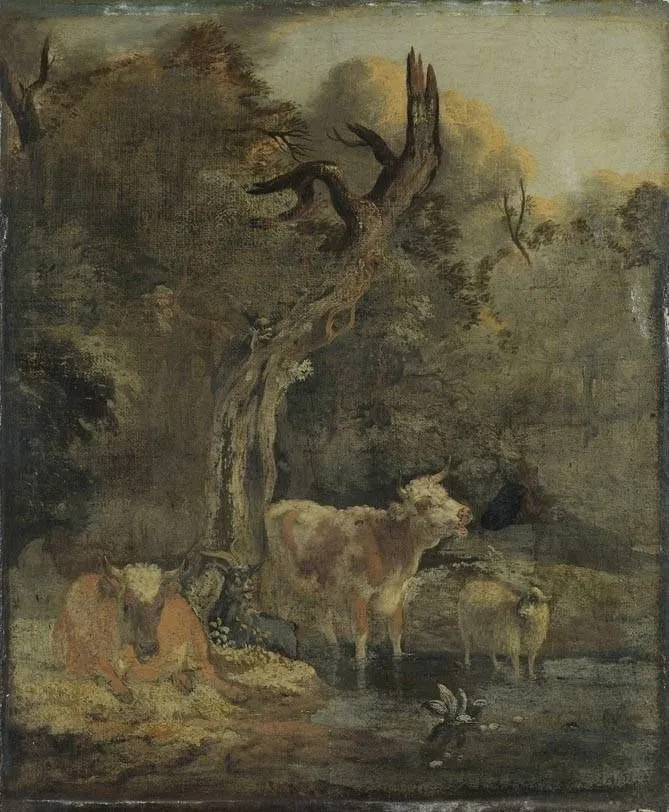 Vieh an der Tränke, by Michiel Carree, unspecified, 1696