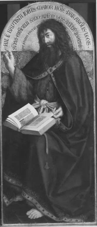 Saint John the Baptist (after The Ghent Altarpiece), by Michiel Coxie, oil, 1557