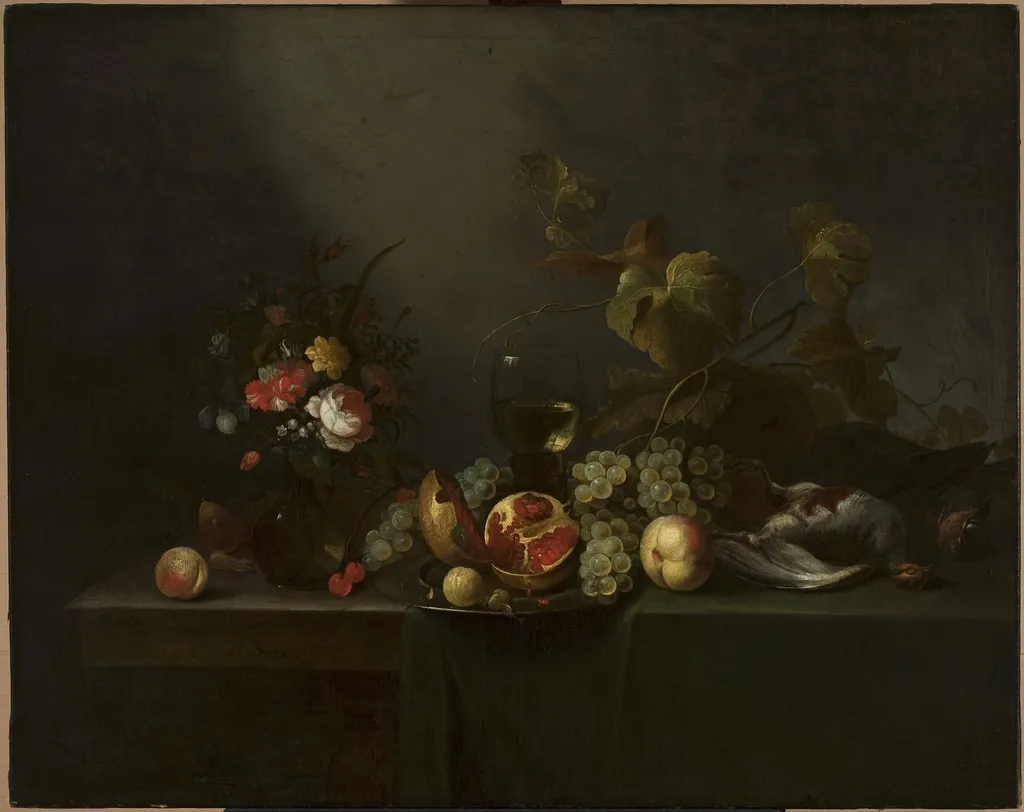 Fruit, by Michiel (II) Simons, oil, 1656