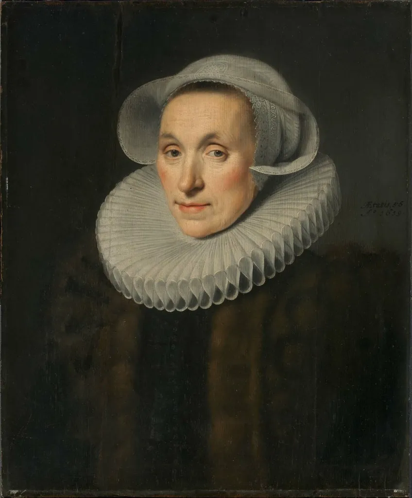 Sara van Bosschaert (version of 1/2-length portrait in the Prinsenhof, Delft), by Michiel Jansz van Mierevelt, oil, 1619