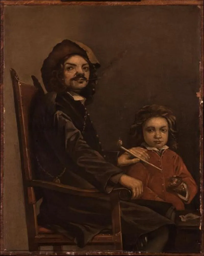 Portrait of a Seated Man with a Boy, by Michiel Sweerts, oil, 1669